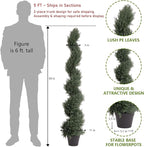 THE BLOOM TIMES 5ft Spiral Artificial Topiary Trees Set of 2, Faux Cedar Trees for Outdoor Planters - Fake Twist Cypress Plants for Garden Front Porch Indoor Outside Christmas Decor 5 Foot