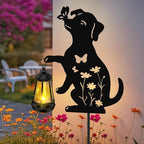 Mothers Day Gifts, Solar Garden Decor Lights,Outdoor Metal Dog Statues with Lantern, Waterproof Solar Lights for Yard Patio Lawn Pathway Art Decoration, Unique Gardening Gifts for Women Mom Dog Lovers