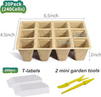 360 Cells Seed Starter Tray, 30 Pack Biodegradable Peat Pots with 200 Labels, Plant Starter Kit for Seedlings
