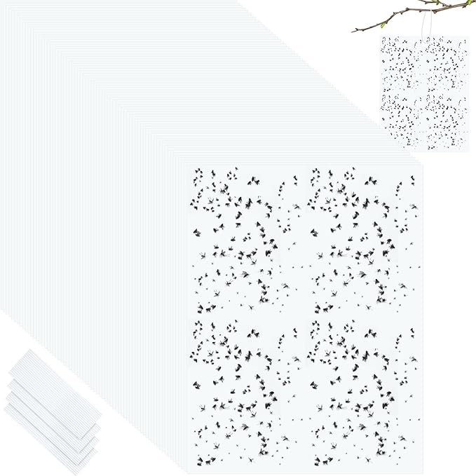 Qualirey 100 Pcs 6 x 8 Inch Sticky Traps for Plant Double Sided Sticky Trap for Gnats with Twist Ties Fly Traps for Fruit Insect Fungus Bugs Indoor Outdoor (White)