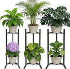 2 Tier Plant Stand Indoor Outdoor, Heavy Duty Metal Shelf Flower Storage Plant Holder for Patio Living Room Balcony Garden, No Wobble Design (No Pots)