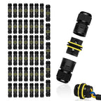 NineLeaf 48 Pack Waterproof Cable Connector, Screw Type 3-Pin M20 Electrical Wire Connectors Ø5-12mm, IP68 Outdoor Junction Box for Underground Garden Lighting, Patio, Deck Power Extension
