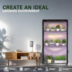 Indoor Orchid Greenhouse with Grow Lights, 4-Tier Plant Stand with 3 Full Spectrum T8 Grow Lights, Timer, Thermometer, Ventilation & Wheels, Smoked PVC Cover for Orchid Care and Indoor Gardening