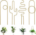 Small Plant Trellis for Climbing Plants Indoor - 13.8 Inch Trellis Indoor with Different Patterns for Vine Ivy Flower Plant Support, Metal Garden Trellis for Potted Plants, Set of 4 (Gold)