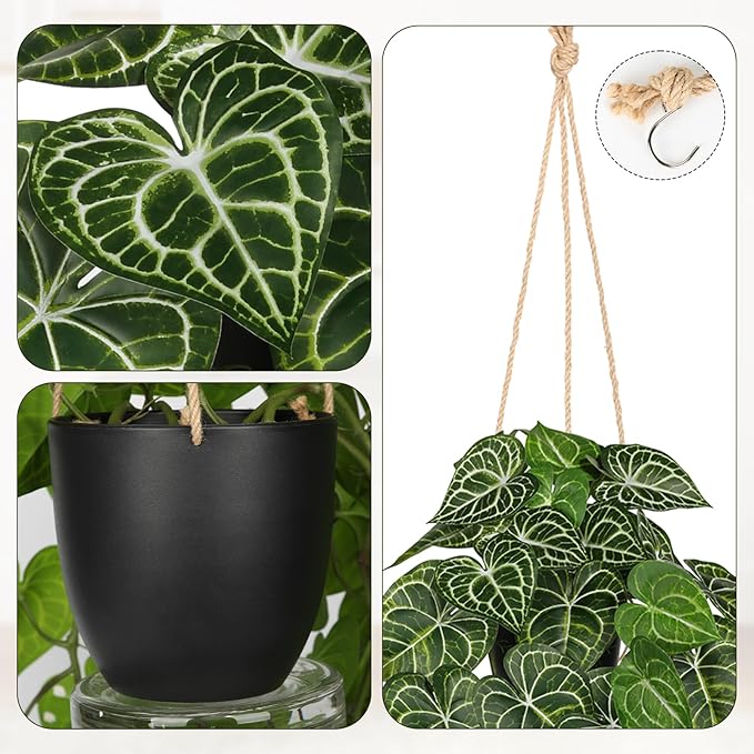Large Fake Hanging Plants in Pot with Hook, 37" Artificial Hanging Pothos Long Vines Plants, Fake Potted Greenery Plant for Room Wall Living Room Bathroom Kitchen, Big Faux Ivy Houseplants for Shelf