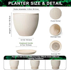 Ceramic Flower Pots, 8 Inch Plant Pot with Drainage Hole and Saucer, Modern Planters for Indoor Plants, Round Indoor Pots for Plants, Office Home Decor, Plant Lover Gifts, Cream White