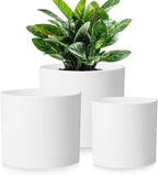 Large Plant Pots Set of 3 – 8", 9", 10" Indoor Flower Pots with Drainage Holes and Saucers, Big Planters for Monstera, Fiddle Leaf Fig, Snake Plant – 5 Colors