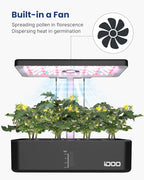 iDOO Hydroponics Growing System Kit 12Pods, Indoor Herb Garden with LED Grow Light, Built-in Fan, Auto-Timer, Adjustable Height Up to 11.3", for Home School Office, Gifts for Women Men Fathers