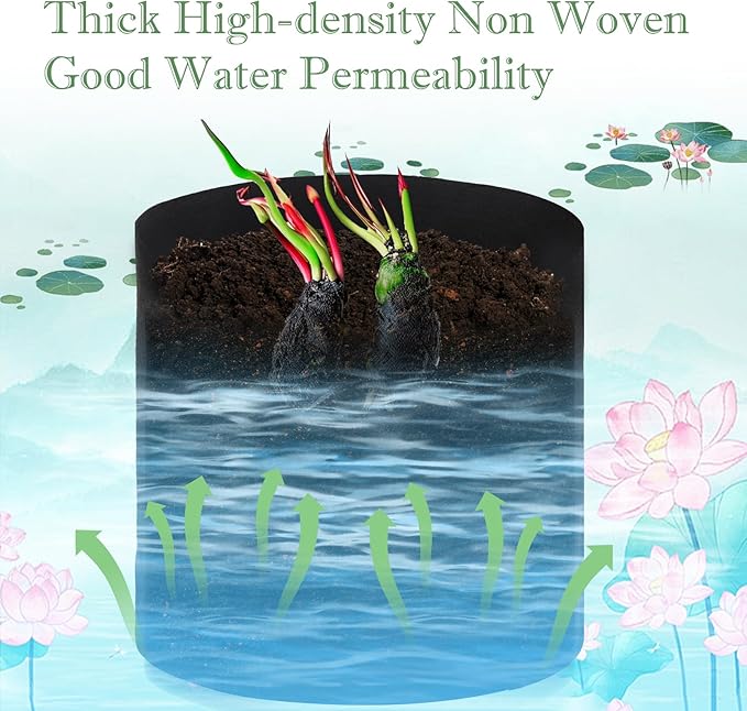 12Pcs Lily Plant Pots for Pond, Aquatic Pond Planter for Pond Durable Breathe Reusable Fabric Plant Bags for Aquatic Plants, Potato, Carrot, Onion, Flower (3 Gallon)