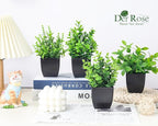 Der Rose Set of 4 Pack Small Fake Plants Mini Artificial Faux Plants Indoor for Bathroom Farmhouse Room Table Decor