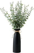 Vase with Greenery, 20pcs Artificial Eucalyptus Stems in Black Vase, Fake Plant Home Decor, 19" Decorative Faux Plants for Home Farmhouse Mantle Centerpiece Decor