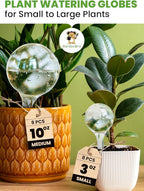 Plant Watering Globes Plastic Set of 16 - Automatic Plant Waterer Set for Indoor and Outdoor Plant Watering - Self Watering Planter Insert System with Plastic Watering Bulbs (8 Medium & 8 Small)