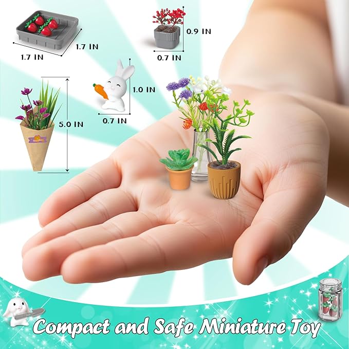 Make It Miniature Botanicals Kit - Mini Plants Collectibles with Flowers, Bouquets, Bonsai, Succulent, Garden, Wooden Display Stand - DIY Crafts Toy Gifts for Kids 6+, Collectors, Decoration