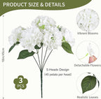 AGIRL 3 Bundles White Artificial Hydrangea Flowers for Outdoors, UV Resistant Lifelike Faux Flowers for Spring Indoor Outdoor Garden Patio Porch Balcony Home Decoration Wedding Party Centerpieces