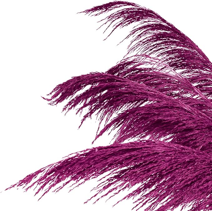 Hot Pink Pampas Grass for Vase Decor, 8pcs Natural Pampas Grass, Dried Pompas Floral, Elegant Feather Flowers for Wedding Decorations, Living Room Decor (Natural Purple Red, 8pcs 31.5"(80cm))