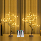 2 Pack 108 LED Sparkly Fairy Spirit Tree Lamp Remote Control, DIY Artificial Tree Lamp, 8 Modes USB/Battery Tabletop Bonsai Tree Light for Bedroom Desktop Christmas Indoor Decor (Warm White)