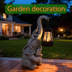 Solar Garden Outdoor Statues Lights Elephant Garden Sculptures Birthday Housewarming Gifts for Women Mom Grandma for Patio Yard Lawn Backyard Decorations