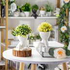 Zerzsy 4PCS Small Artificial Succulent Plants with Creative Human Shaped Pots, Fake Desk Plant Greenery Potted for Home Office Indoor Shelf Decoration (White)