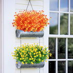 6 Bundles Artificial Fall Flowers No Fade Faux Autumn Plants, Fake Indoor Outdoor Greenery for Thanksgiving Christmas Wedding Party Home Garden Fireplace Décor (Gold Yellow)