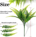 MAQIHAN 10 Pcs Fake Fern - Artificial Ferns for Outdoors - Faux Ferns for Outdoor Planter Large Outdoor Patio Decor Boston Fern Artificial Plants Faux Greenery Porch Decor