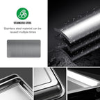 RooTrimmer 5 Pack Large Stainless Steel Seedling Trays, Heavy Duty Metal Water Catch Trays for Nursery Pots-Transplant, Seed Germination & Propagation Flats (17.5 inch×13.56 inch, 1.18" Height)