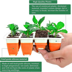 Seed Starter Tray, Reusable Seed Starter Kit, Silicone Seedling Starter Trays for Starting Plant Seeds, Seed Starting Trays with Flexible pop-Out Cells, Indoor Plant Germination Trays (Orange 10PCS)