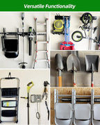 PIYILO Garden Tool Organizer 48 in with 18 Garage Hooks, Heavy Duty Garage Wall Hooks for Hanging Ladder, Bike, Tool Storage Rack for Yard Tools, Shovel, Shed (23 Pack)
