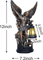 Dlfghos St Michael The Archangel Solar Outdoor Garden Decor Statues–12 in Miguel Arcangel Statue Solar Outdoor Sculptures for Outside Yard Patio Balcony Front Lawn Decor