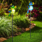 Birds Solar Garden Lights, 26" H Whimsical Decorative Solar Stake Light, 2 Pcs Outdoor Parrot Statues Figurine Lights for Garden Lawn Patio Yard Decoration