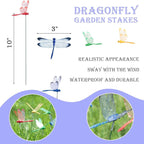 VGOODALL 24PCS Dragonfly Garden Stakes, Plastic Garden Decorations 4 Colors Dragonfly Ornaments for Indoor Outdoor Yard