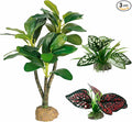 Moonorange Reptile Artificial Plants, Big Terrarium Plants Decorations Supplies, Aquarium Fish Tank Plants, Amphibian Habitat Hideout Tank Accessories(L Set-3pcs/H)