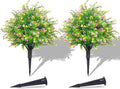 PATIO CHOICE Topiary Trees Artificial Outdoor Boxwood Ball Trees with Ground Spike Set of 2 22" Fake Outdoor Plants Faux Bushes and Shrubs Decorations for Outdoor Indoor Front Porch Garden