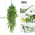RECUTMS Artificial Plant Fake Plants Artificial Hanging Plants Faux Ivy Plant with Yellow Leaf Fake Hanging Plant Indoor Decoration House Party Garden Room Wall Decor（Yellow）