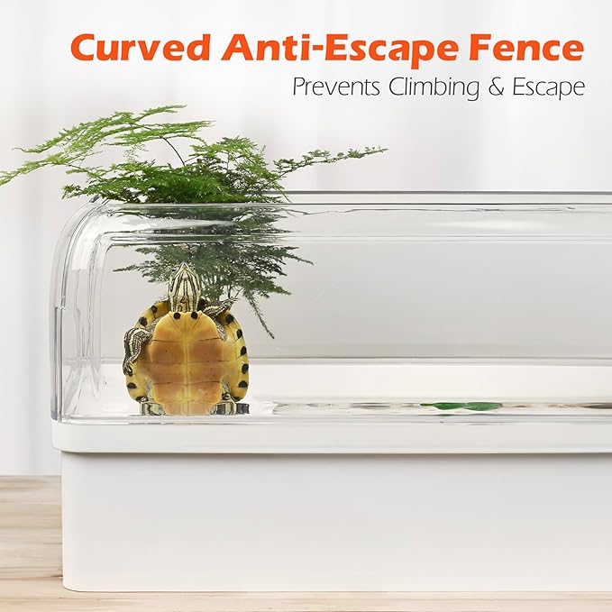 AZV Turtle Tank Starter Habitat Kit,Complete Aquatic Terrarium Enclosure with Filter,Basking Platform with Hideout,Multi-Function Area,Drainage,Plants and Lamps,Perfect for Red Eared Slider Aquarium