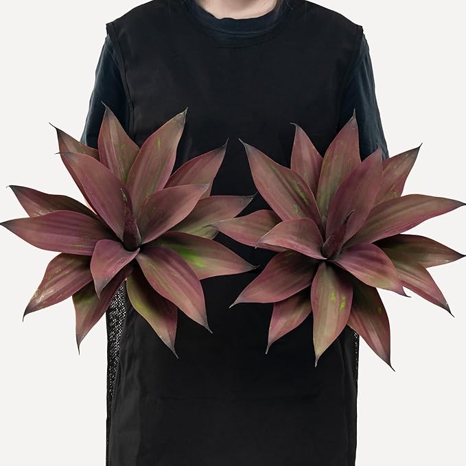 Ttranewsoo Fake Plants Artificial Agave Plants 13.8" Large UV Resistant Fake Agave Planters for Indoor and Outdoor Decorating Tropical Plant Succulents Greenery Indoor Decor(2Pack, Purple