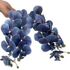 FagusHome 32 Inch Artificial Phalaenopsis Flowers 6 Pcs Artificial Orchid Flowers Stem Plants for Home Décor (Dark Blue)