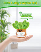 JELUTAR Gifts for Mom Crochet Positive Succulent, Mother's Day Birthday Gifts from Daughter Son for Mom Friends Wife Cute Funny Plant Decors (Mom's Green Thump)