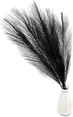 Artificial Pampas Grass Plants Fake Reeds Decoration Set of 28 Stems 17” Faux Florals Bulrush Fluffy Beige Branches for Boho Home Wedding Party Vase Fillers Christmas DIY Feathers Décor Black 28 Pcs