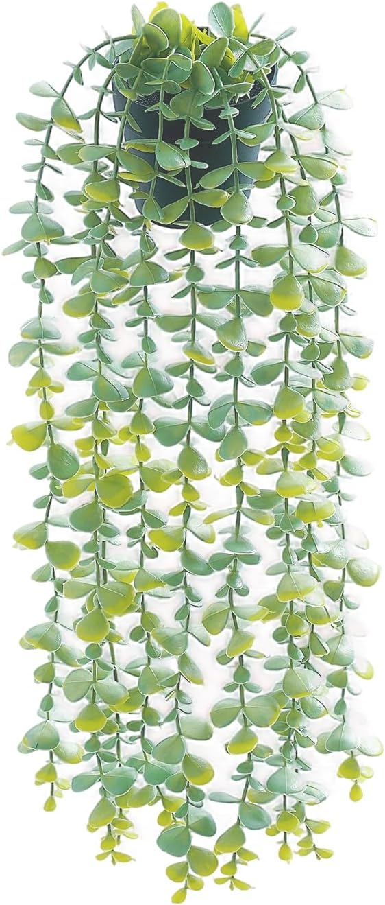 Freyalife 1Pcs Fake Plants Eucalyptus,Artificial Potted Faux Hanging Plants for Vintage Boho Home Living Bedroom Kitchen Farmhouse Bathroom Office Desk Book Shelf Wall Room Accessories Decor Indoor