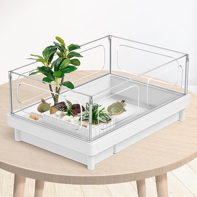Moonorange Reptile Artificial Plants, Big Terrarium Plants Decorations Supplies, Aquarium Fish Tank Plants, Amphibian Habitat Hideout Tank Accessories(L Set-3pcs/H)