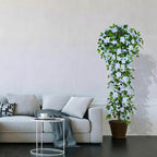 Artificial Bougainvillea Tree -6FT Faux Bougainvillea Tree with Realistic Flowers, Tall Fake Flower Tree for Indoor or Outdoor Decor, Silk Floral Plant for Living Room, Porch, Garden (Blue/White)