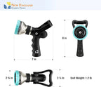 Heavy Duty Metal 10 Pattern Fireman’s Hose Nozzle 500003 with Lever Control and Comfort Grip by New England Garden Tools for Cleaning, Watering Plants & Yards, Washing Cars & Livestock