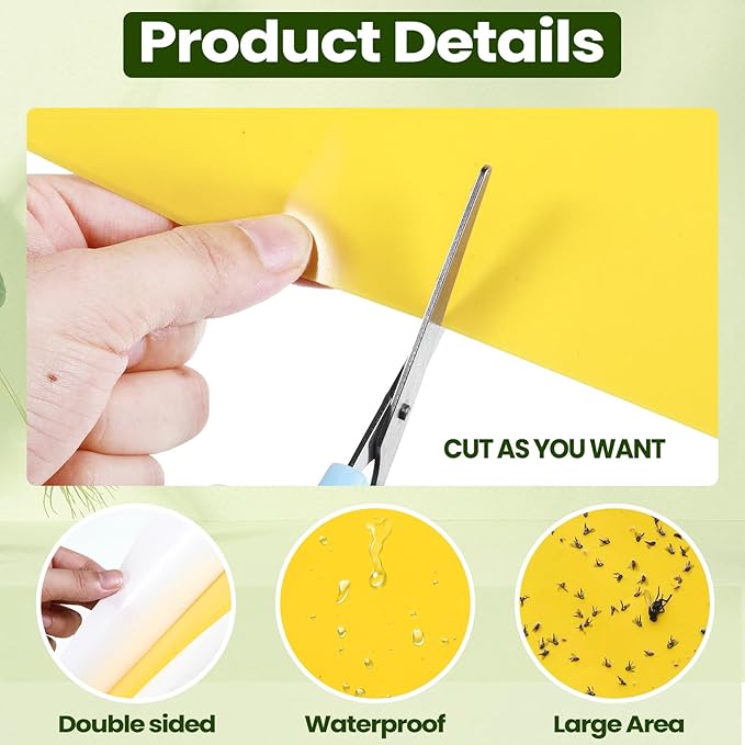 Qualirey 20 Pcs 6x8 Inch Yellow Sticky Traps for Gnats, Dual-Sided Sticky Gnat Traps for Indoor Outdoor Plants, Pest Control for Fungus Gnats, Fruit Flies, Whiteflies with Twist Ties