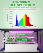 PYY Mini Indoor Greenhouse with Grow Light - Small Portable Outdoor Plant Green House Cabinet with Wheels, Thermometer, PVC Tent Cover, 4 Dimmable 3 Color 2FT 36W LED Kit, 4 Tier Gardening Shelves
