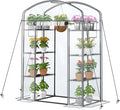 Abimars Walk-in Greenhouse with Height-Adjustable Shelves, Heavy Duty Green House for Outdoors/Indoors, 98% Light-Passing PVC Cover, 82"x57"x29", Black