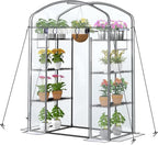 Abimars Walk-in Greenhouse with Height-Adjustable Shelves, Heavy Duty Green House for Outdoors/Indoors, 98% Light-Passing PVC Cover, 82"x57"x29", Black