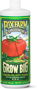 FoxFarm Grow Big Liquid Plant Food - 6-4-4 House Plant Fertilizer for Lush Vegetative Growth, Fast Nutrient Uptake for Roses, Tomatoes & Veggies - Quart Size Concentrate
