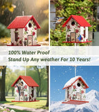 CEDAR ALPHA 2026 Spring Melody Bird House, Composite Material Nesting Box, Hanging Birdhouse for Blue Bird, Squirrel Proof Birdhouse for Outside, 10 Years Weatherable Pole Mountable Bird House (Red)