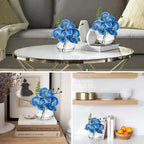 Oairse Blue Orchids Artificial Flowers Faux Orchids Arrangement in Clear Glass Vases Set of 3 Real Touch Phalaenopsis Orchid Flowers Small Fake Orchid Centerpiece for Dining Room Table