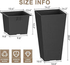 Kante 28 Inch Tall Planter Set of 2, Large Taper Planter for Outdoor Indoor Garden Patio Front Door (Black)